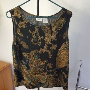 White Stag Black and Gold Paisley Tank Top